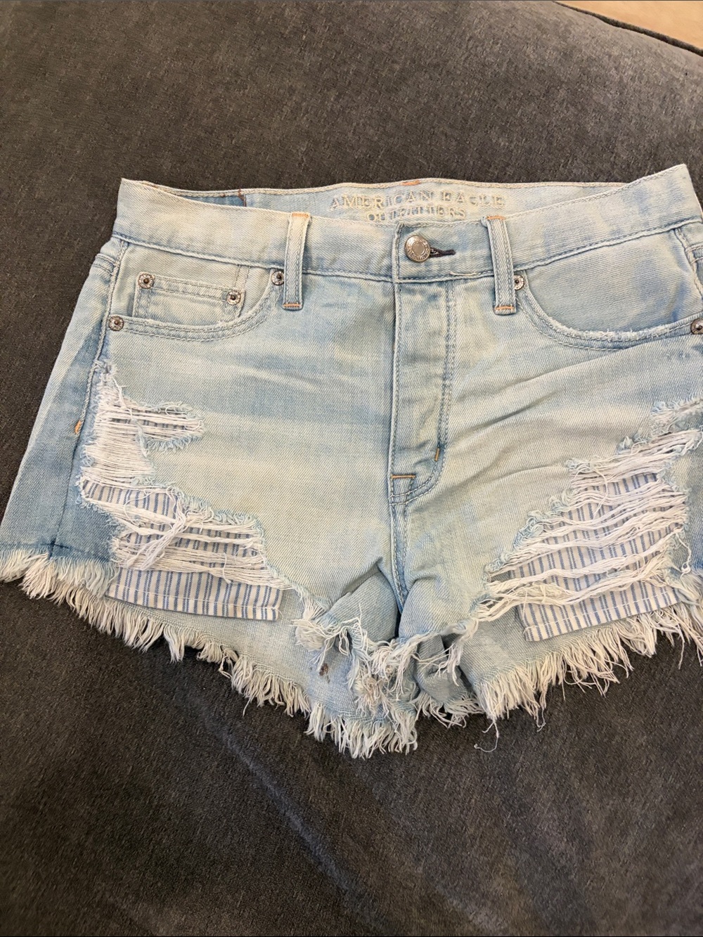 American Eagle Outfitters Light Wash Distressed Denim Shorts